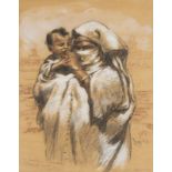 Henri PONTOY (1888-1968) - Femme et enfant - Dessin au crayon et rehauts de gouache [...]