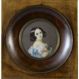 Deux miniatures : La princesse de Belgique, miniature ovale - 12 x 12 cm (encadrée) [...]