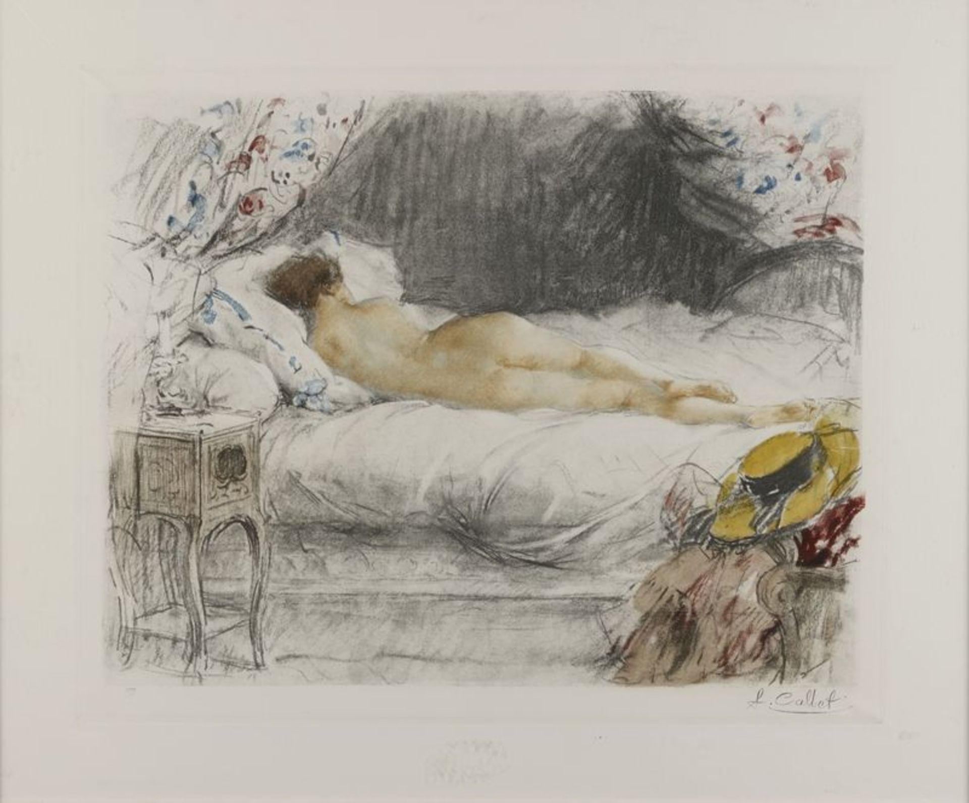 Antoine CALBET (186-1944) - Nu allangui - Gravure signée en bas à droite - 34 x 41 [...]