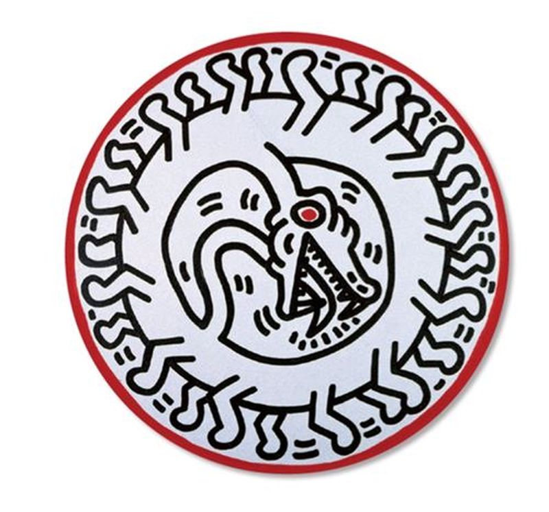 Keith HARING (1958-1990) - D'après - Serpent - Assiette en porcelaine - D. 21 cm - [...]