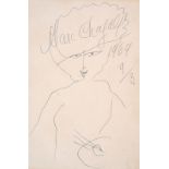 Marc CHAGALL (1887- 1985) - Autoportrait à la palette - Dessin signé en haut au [...]