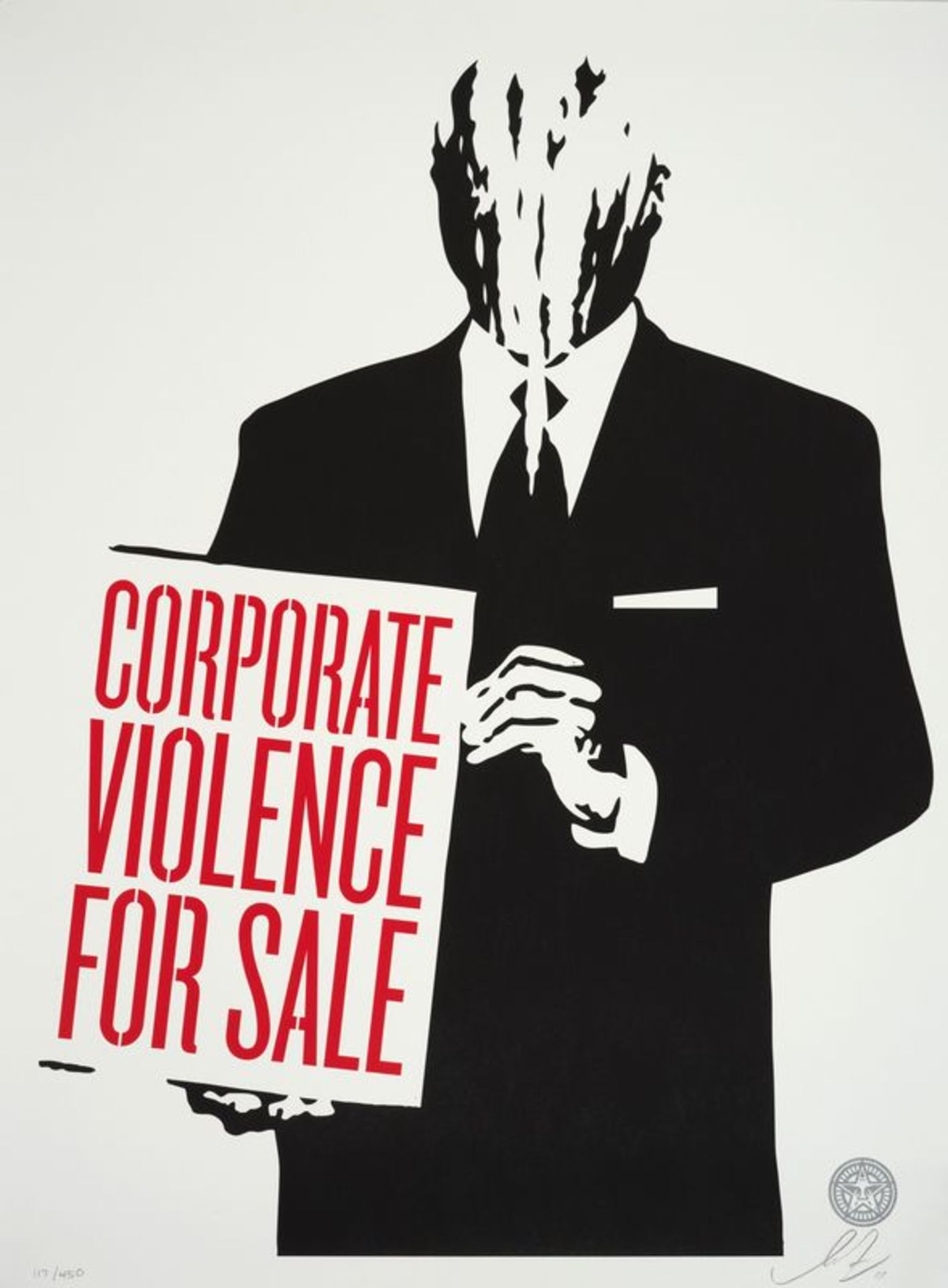 Shepard FAIREY (1960) - Corporate violence for sale, 2011 - Sérigraphie signée et [...]