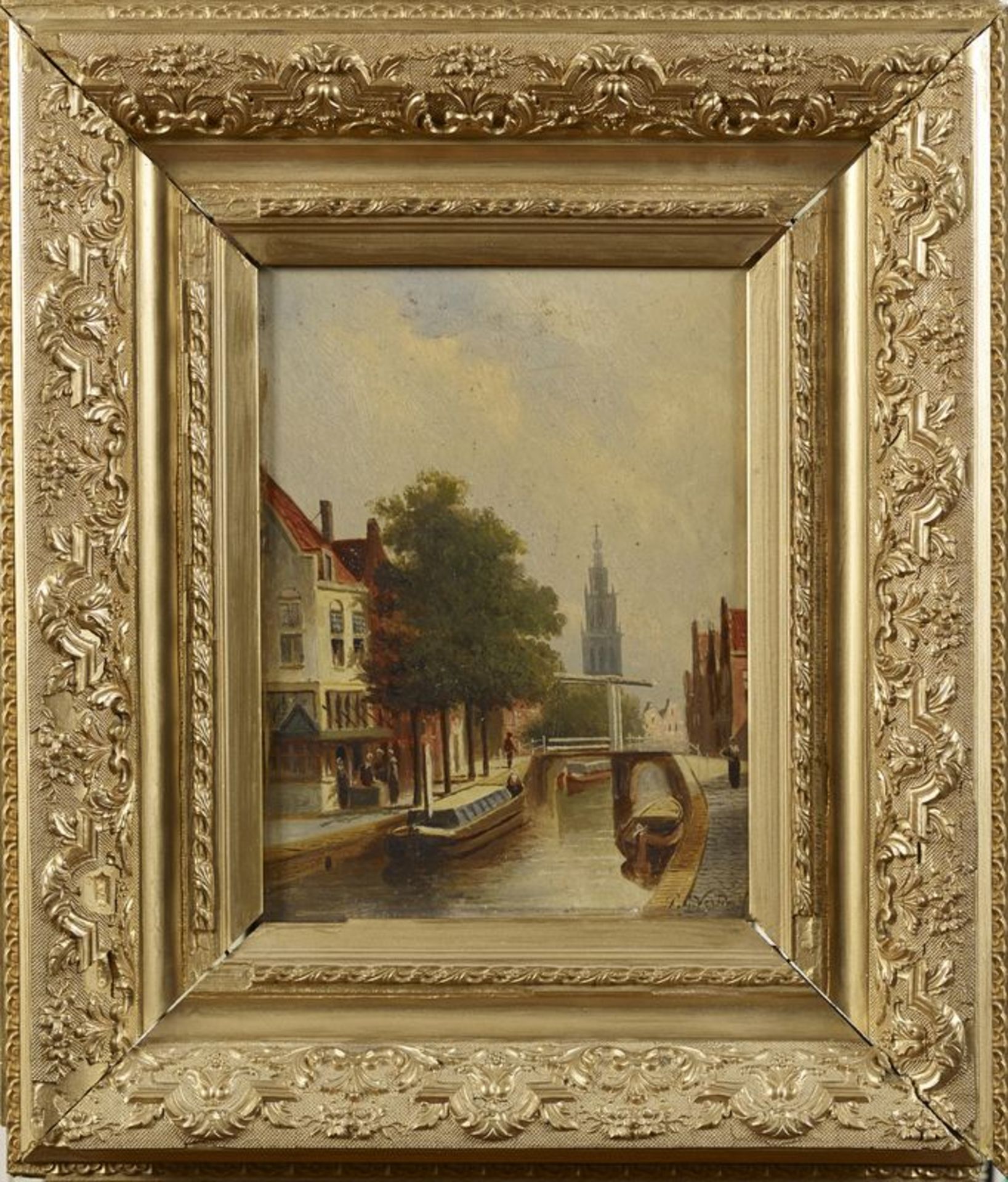 Petrus Gerardus VERTIN (1819-1893) - Vue sur le canal- Huile sur panneau signée en [...] - Bild 2 aus 4