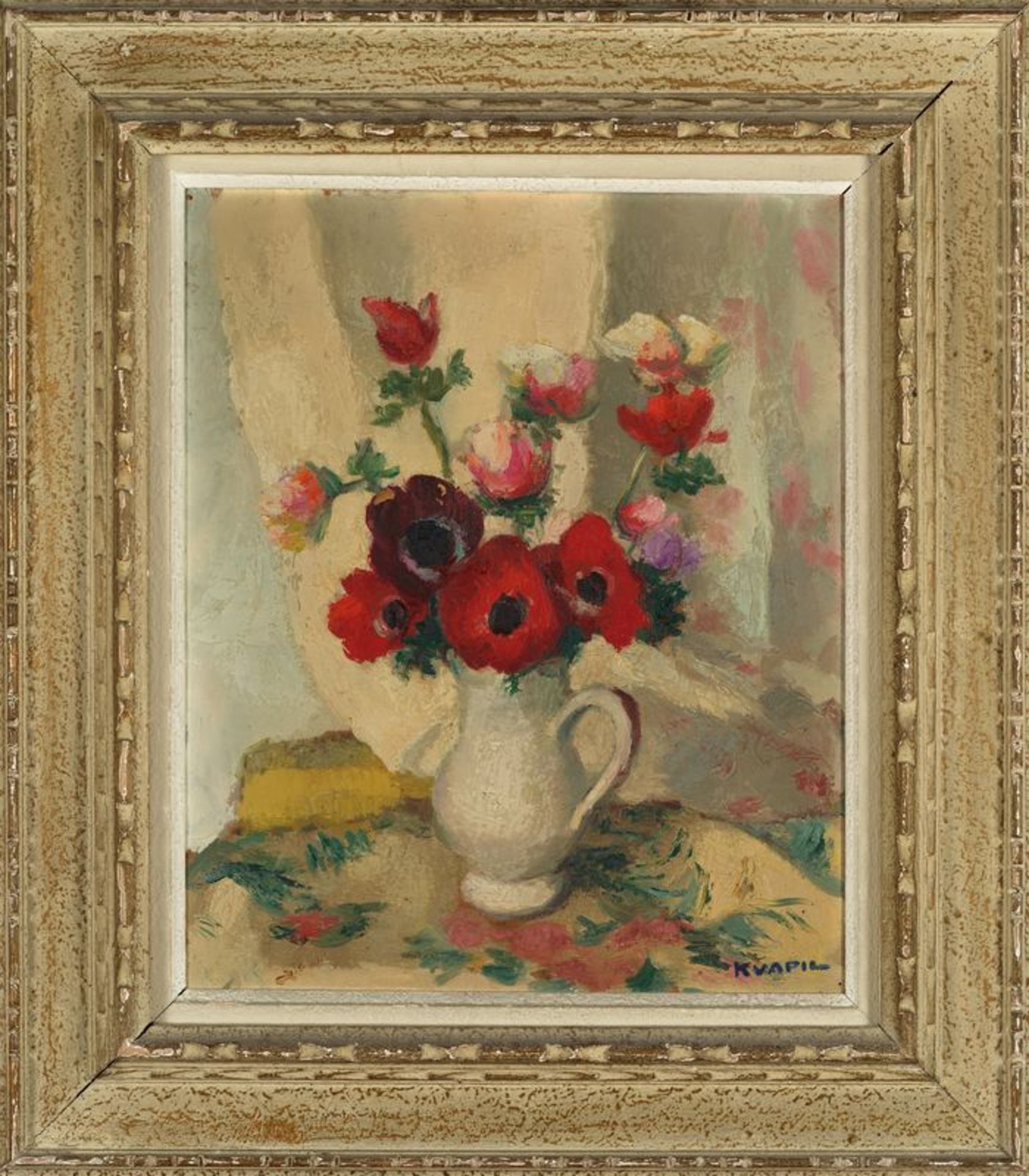 Charles KVAPIL ( 1884-1957) - Bouquet de fleurs à la cruche -Peinture sur isorel [...] - Bild 4 aus 5