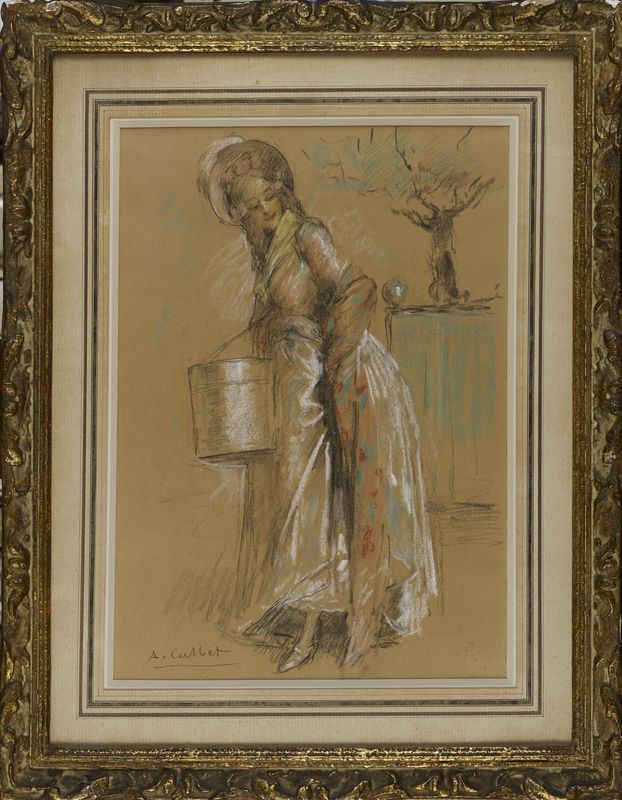 Antoine CALBET (1860-1944) - Jeune élégante - Pastel et crayon signé en bas à [...] - Image 2 of 2