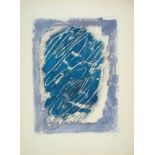 Jean FAUTRIER (1898-1964)- Ecriture sur fond bleu - Eau forte, aquatinte et gauffrage [...]