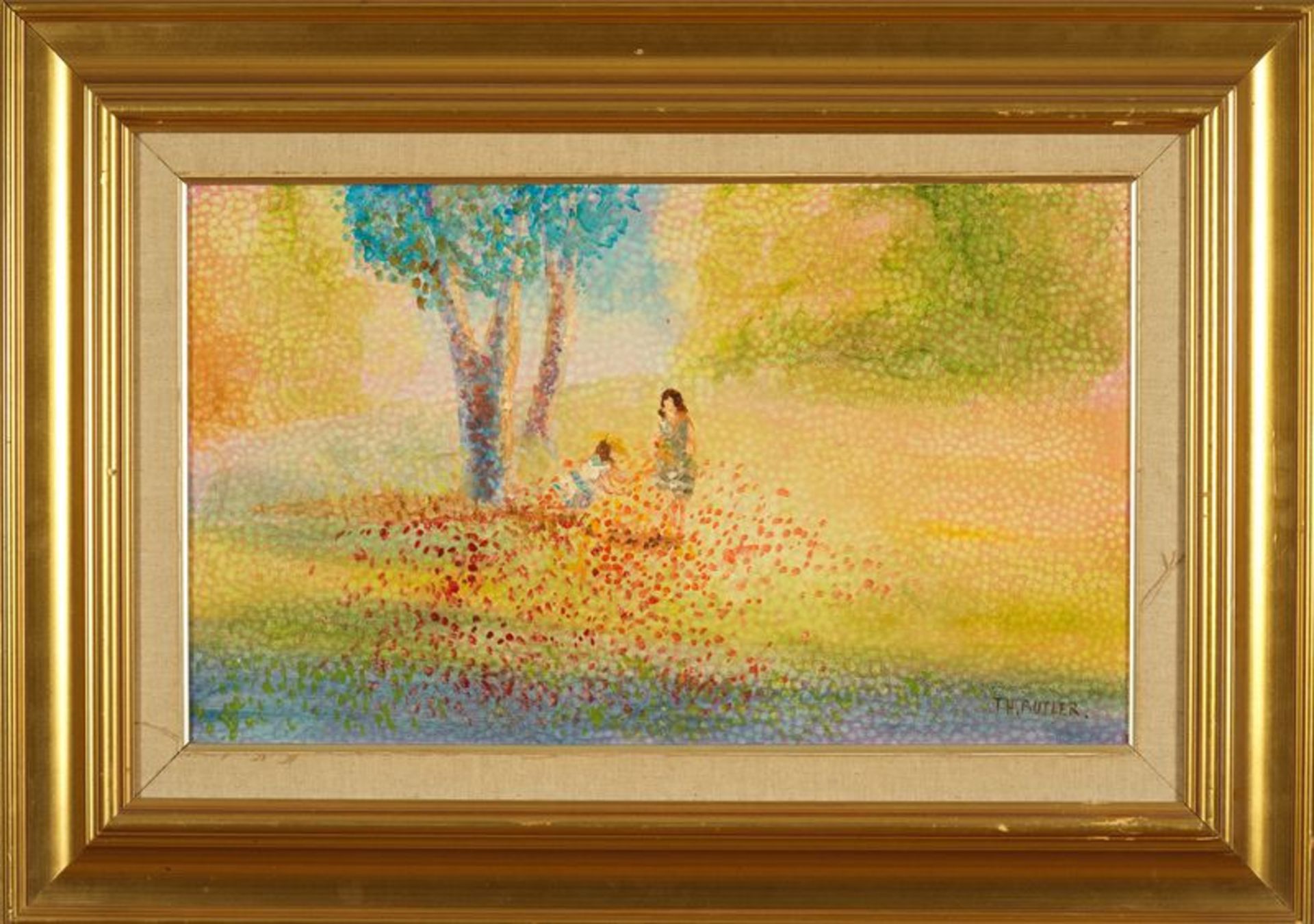 Th.BUTLER - Paysage animé - Huile sur toile signée en bas à droite - 32 x 58 cm - [...] - Bild 2 aus 2