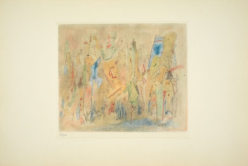 Otto WOLS (1913 - 1951) - Les Fous, 1938 - Gravure en couleurs sur papier Rives BFK [...]