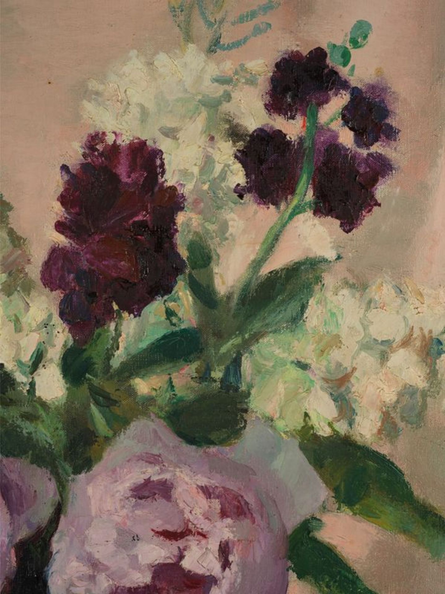 Charles KVAPIL ( 1884-1957) - Bouquet de fleurs, vase noir - Importants manques dans [...] - Bild 4 aus 4