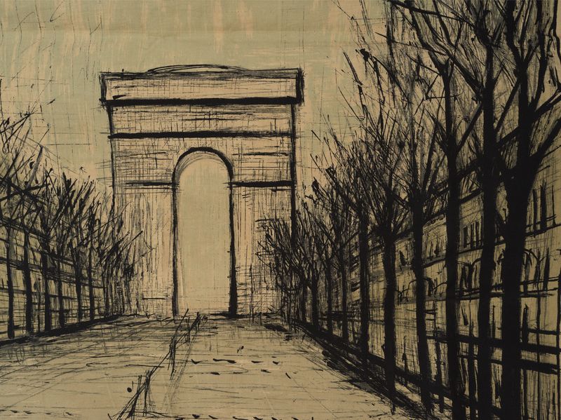 BERNARD BUFFET (D’après) Les Champs Elysées, 1957 Impression sur coton Editions [...] - Image 3 of 4