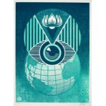 Shepard FAIREY (1960) - Flint Eye Alert Globe - Sérigraphie signée au crayon en bas [...]