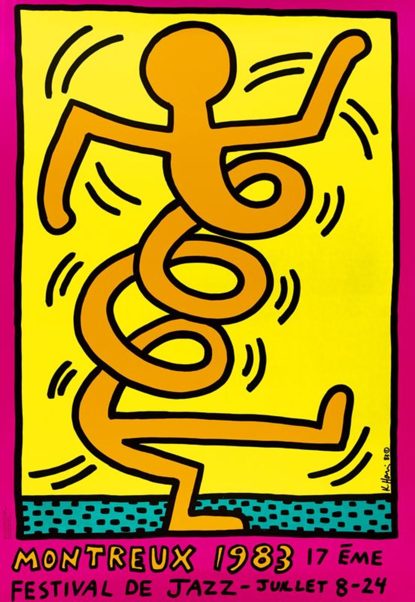 Keith HARING (1958-1990) - Montreux Jazz Festival - Affiche sérigraphique - 99 x 69 [...]