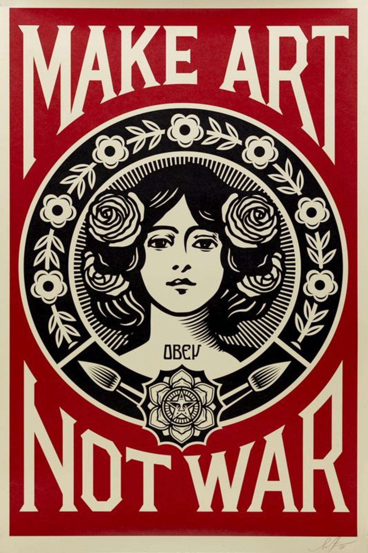 Shepard FAIREY dit OBEY (1970) - Make Art Not War - Affiche sérigraphique signée au [...]