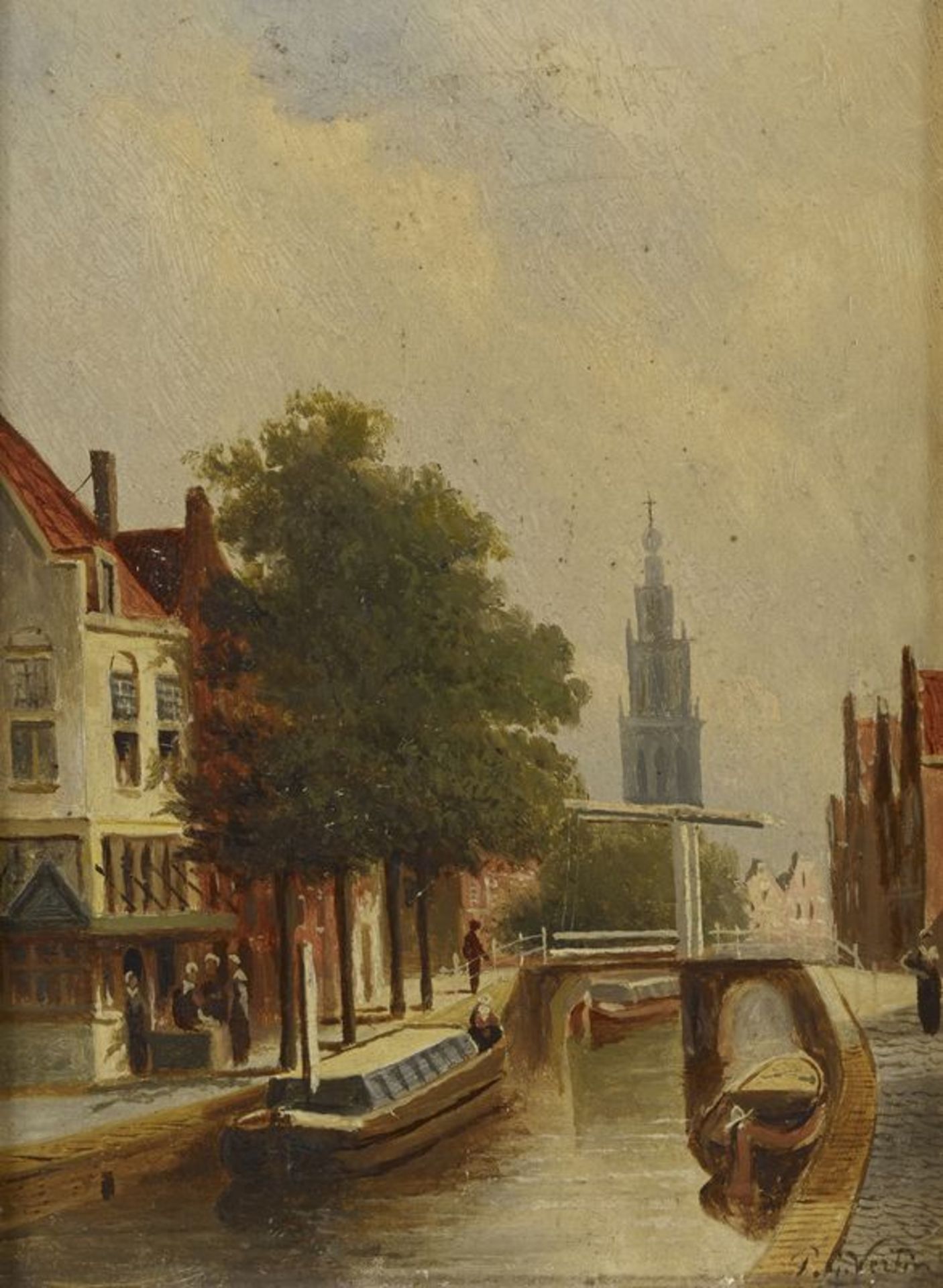 Petrus Gerardus VERTIN (1819-1893) - Vue sur le canal- Huile sur panneau signée en [...]