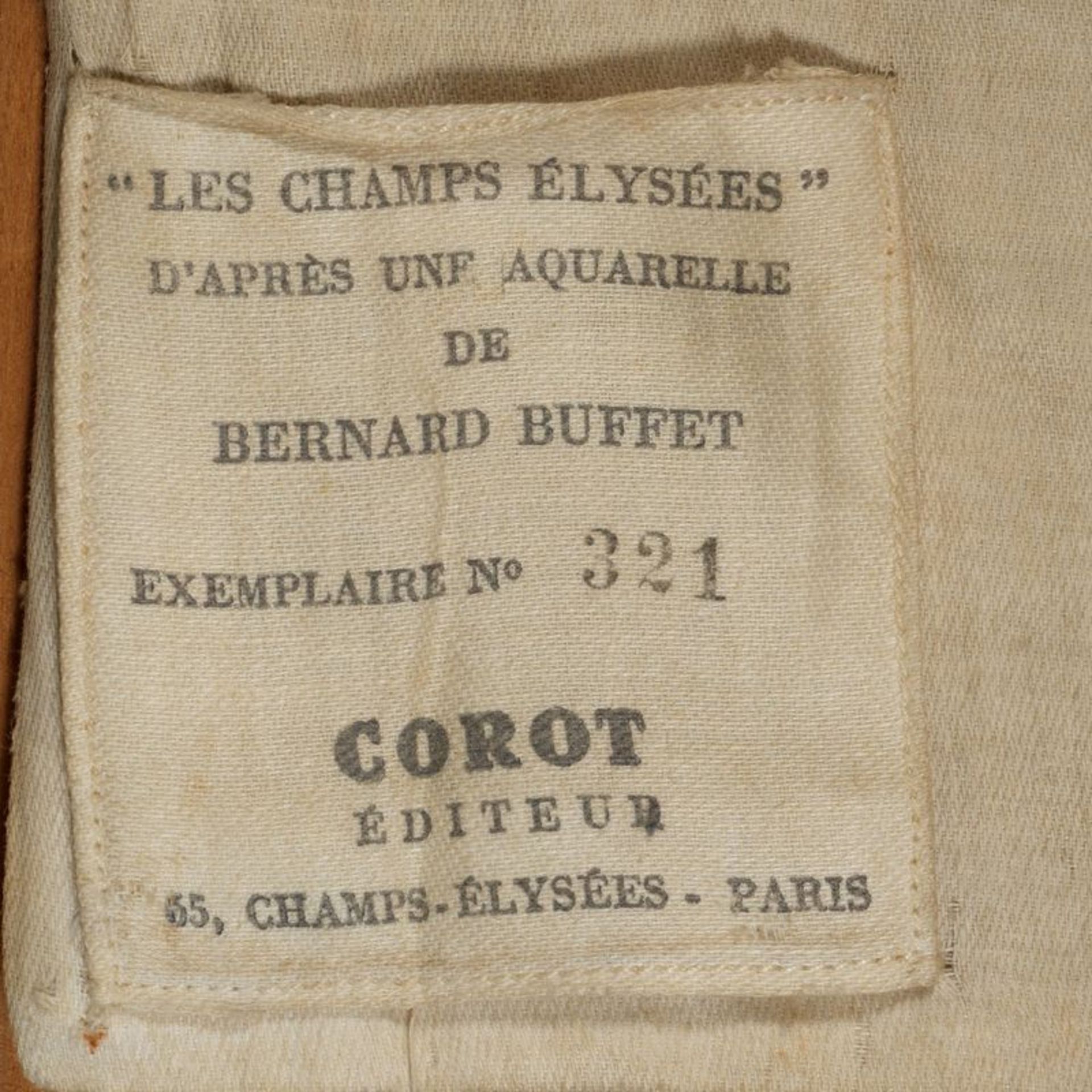 BERNARD BUFFET (D’après) Les Champs Elysées, 1957 Impression sur coton Editions [...] - Bild 2 aus 4