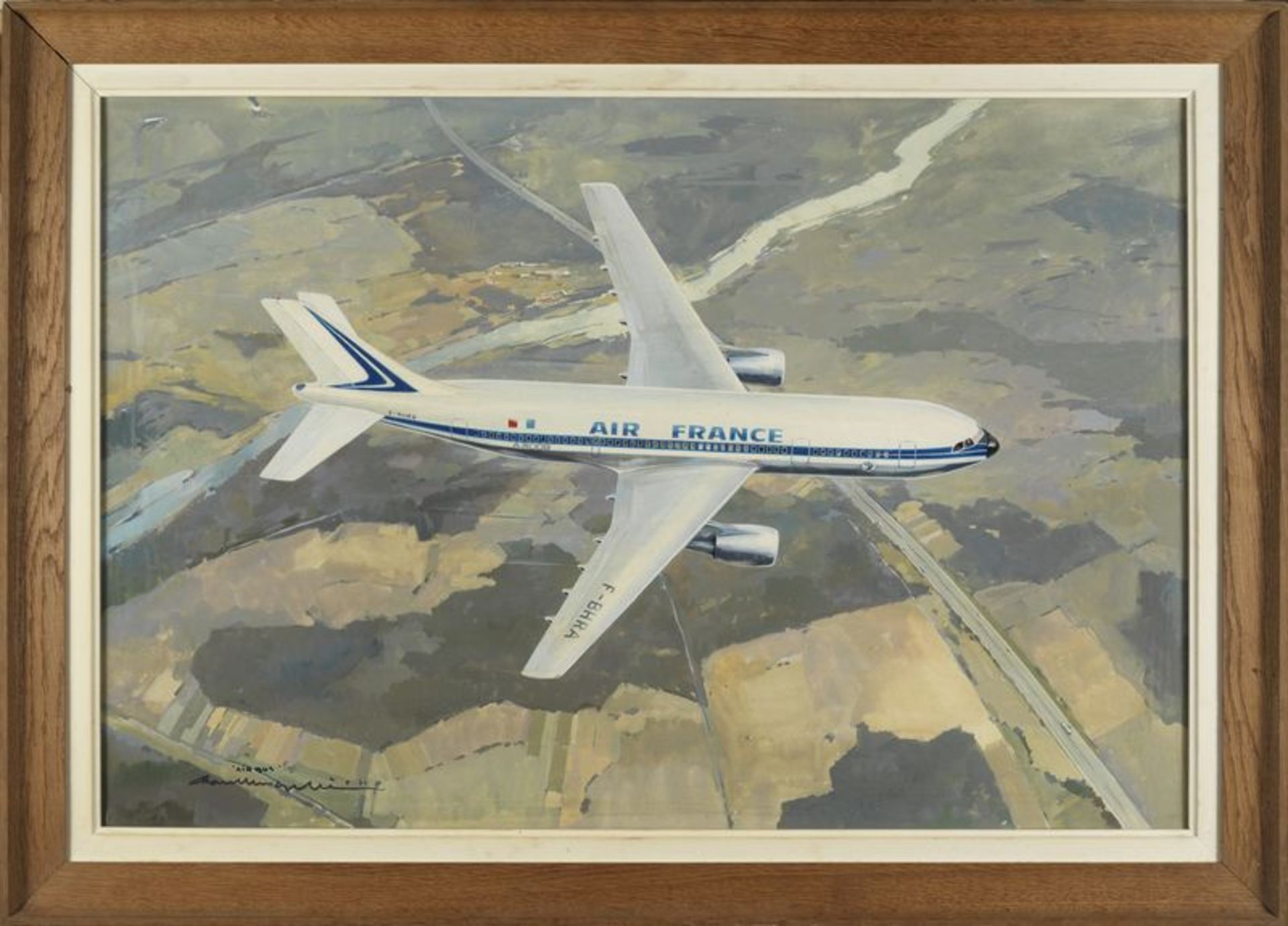 Paul LENGELLE (1908-1993) - Airbus, Air France - Gouache signée - 50 x 72 cm - - [...]