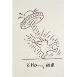 Keith HARING (1958-1990) - Ufo & Wolf - Dessin au feutre sur papier signé et daté- [...]