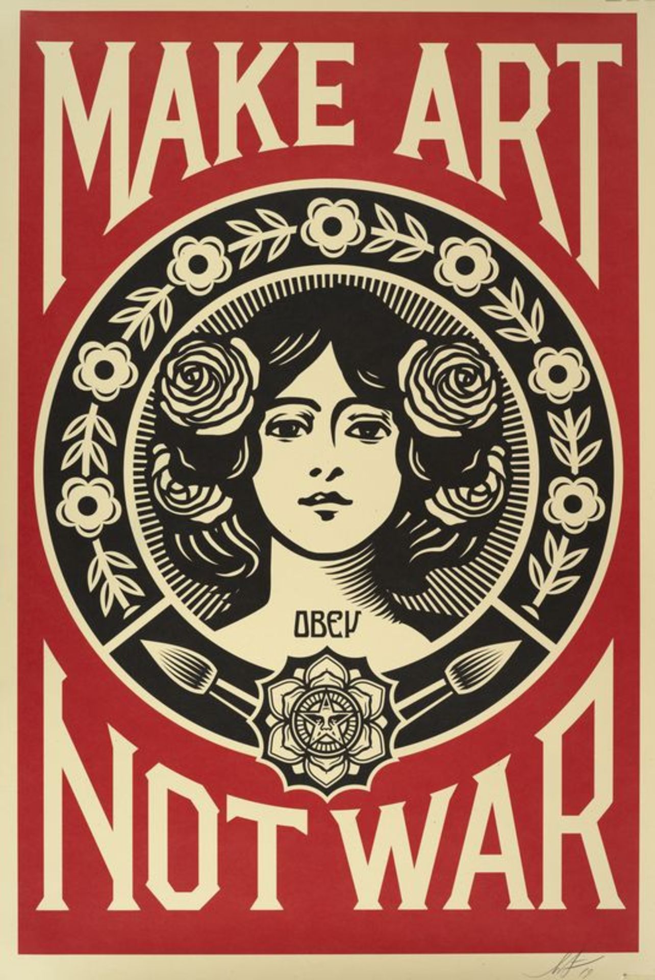 Shepard FAIREY dit OBEY (1970) Make Art no War - lithographie signée en bas à [...]