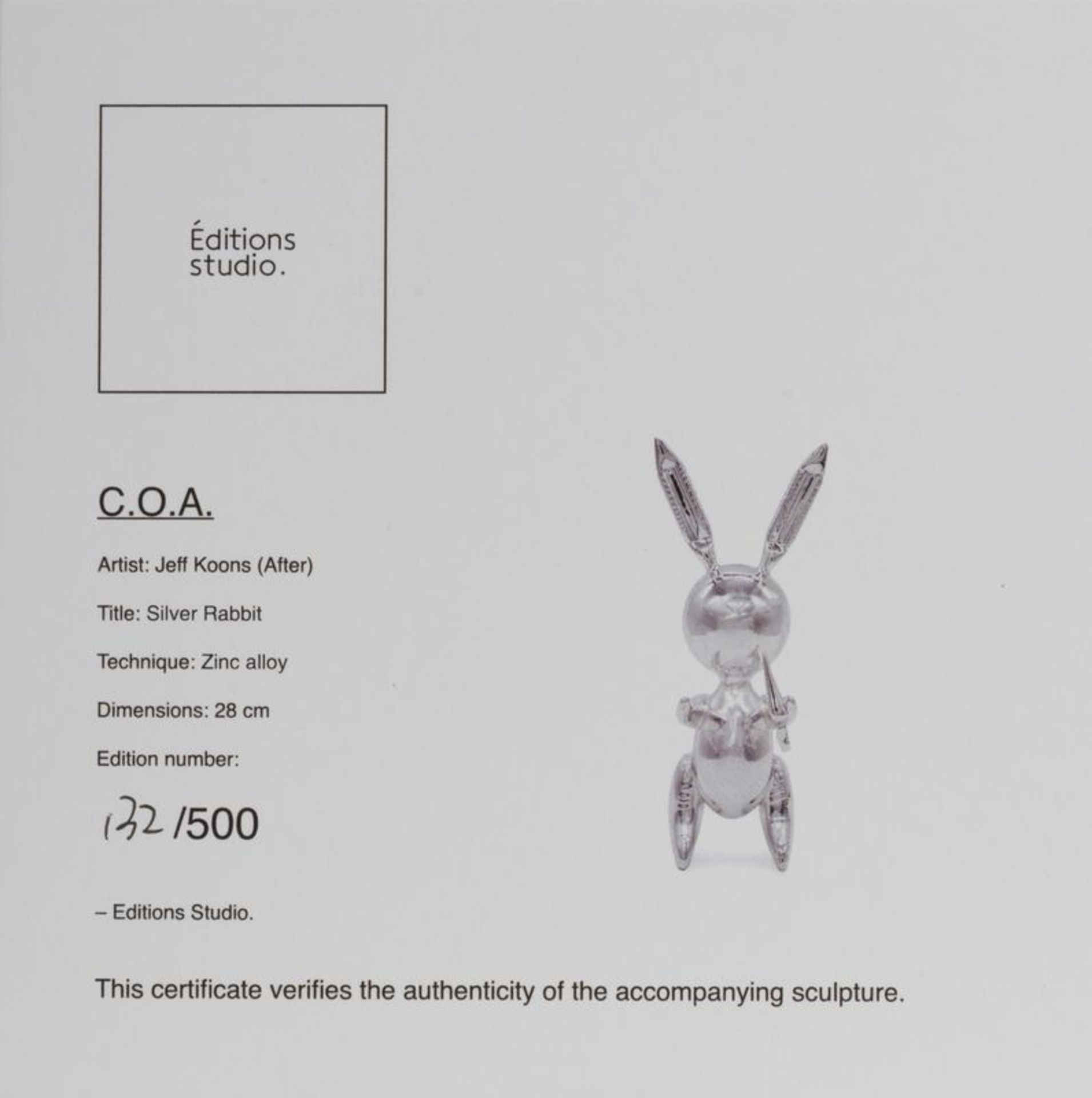 Jeff KOONS - D'après - Silver Rabbit, 1991 - Sculpture alliage de zinc - Numérotée [...] - Bild 4 aus 4