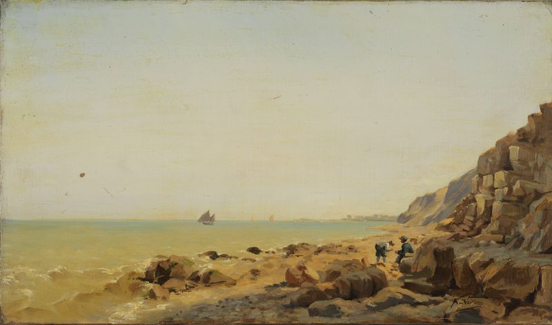 Auguste Louis VEILLON (1834-1890) - Bord de mer - Huile sur toile signée en bas à [...]