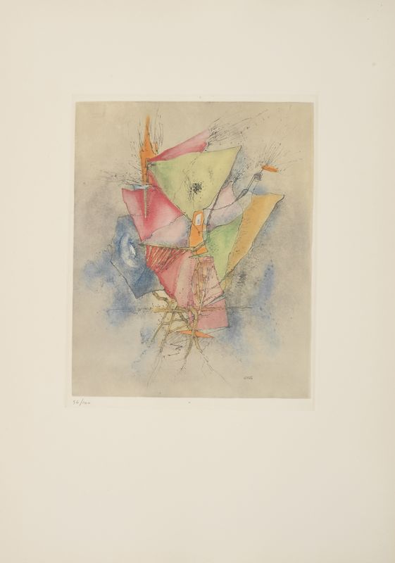 Otto WOLS (1913 - 1951) - Des voiles déchirées - Gravure en couleurs signée dans [...]