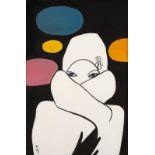 René GRUAU (1909-2004) - Femme en hiver - Huile sur toile signée au monogramme en [...]