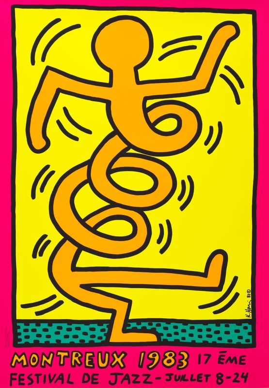 Keith HARING (1958-1990) - Montreux Jazz Festival - Affiche sérigraphique - 99 x 69 [...]