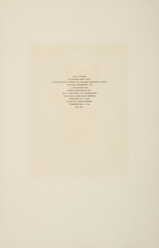 Otto WOLS (1913 - 1951) - Des voiles déchirées - Gravure en couleurs signée dans [...] - Image 2 of 2