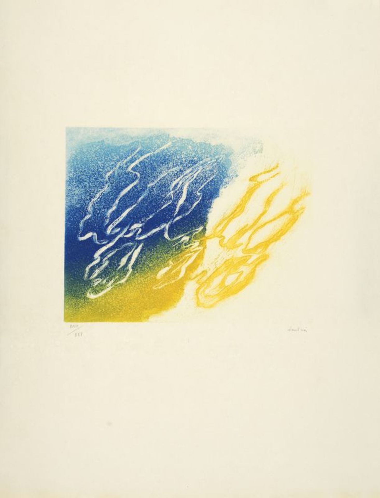 Jean FAUTRIER (1898-1964) - L'orage - Aquatinte en couleurs sur Japon ancien signée [...]