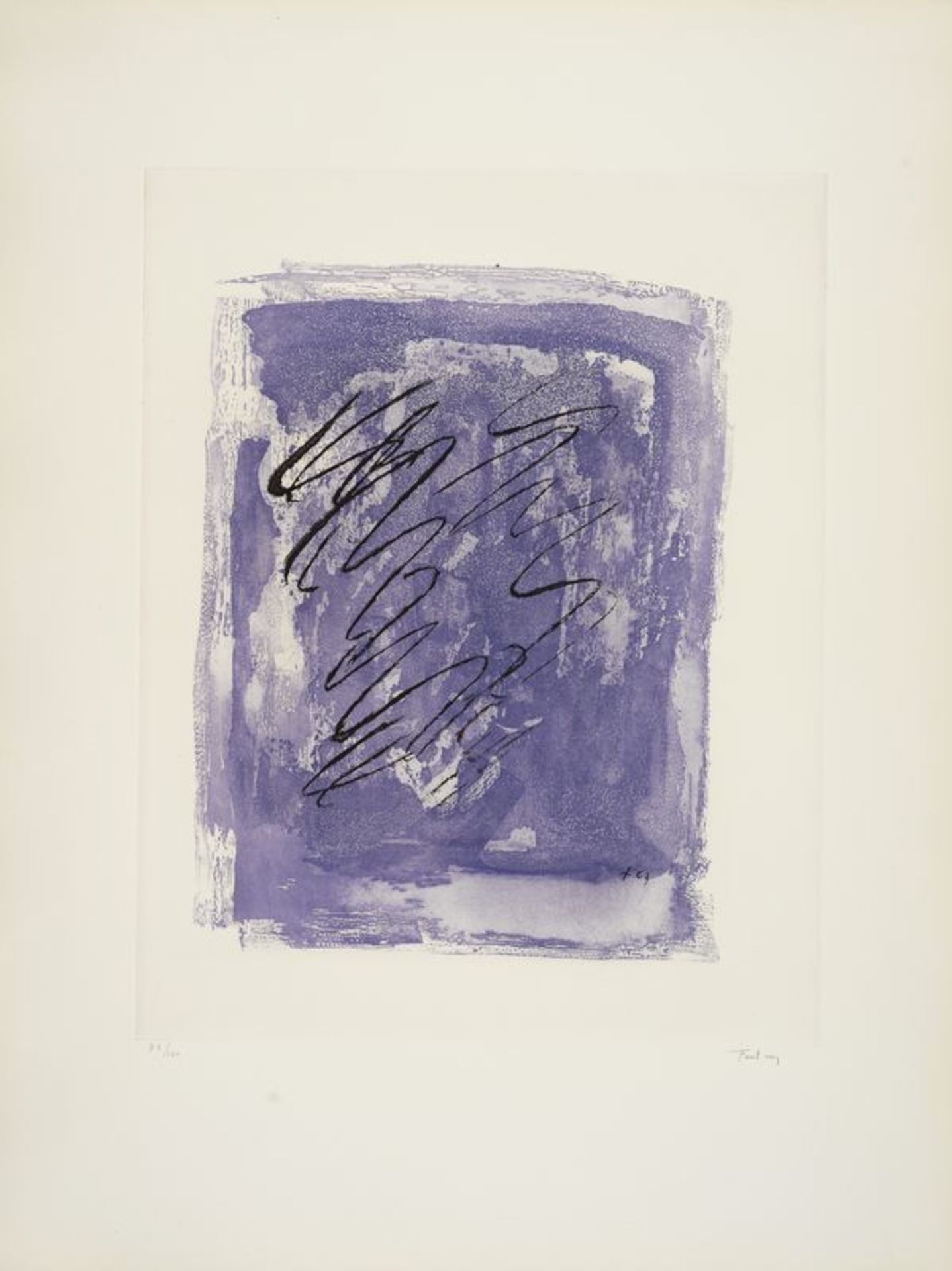 Jean FAUTRIER (1898-1964) - Griffure sur fond violet - Eau forte aquatinte et lavis [...]