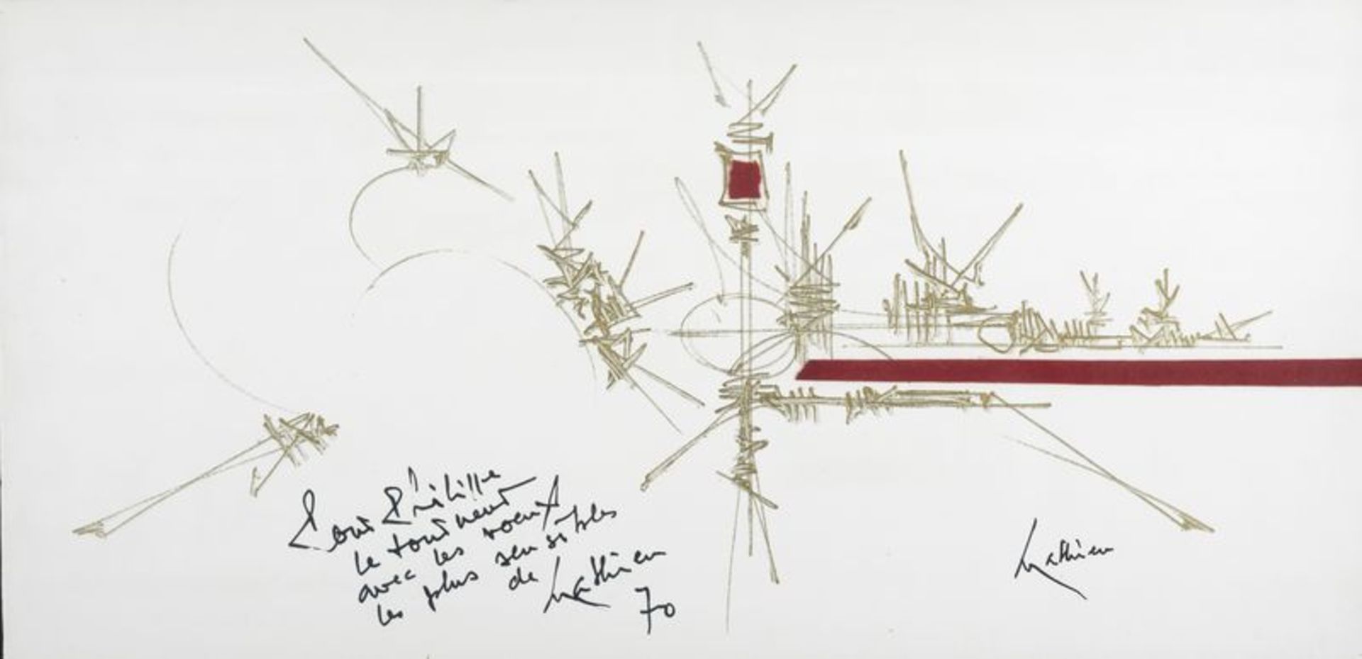 Georges MATHIEU (1921- 2012) - Composition - Technique mixte sur panneau signée en [...]