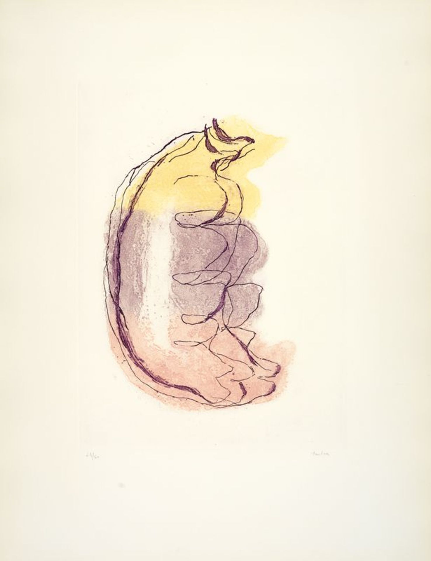 Jean FAUTRIER (1898-1964) - Grand torse de femme - Eau forte et aquatinte en couleurs [...]
