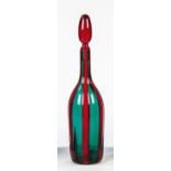 Flasche mit Stöpsel "A canne"Paolo Venini (Entwurf), Venini, Murano, um 1956 Farbloses Glas mit