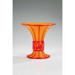 Seltene Vase "Orangeopal mit Rot"Hans Bolek (Form- und Dekorentwurf), Loetz Wwe., Klostermühle, 1915