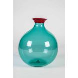 Seltene Vase "Incalmo"Flavio Poli (Entwurf), Seguso Vetri d'Arte, um 1957 Blaugrünes und rotes Glas,
