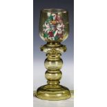 Studentika-RömerWidmungsdatierung 1901 Olivfarbenes Glas mit in bunten Farben und Gold