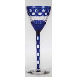 WeinglasMeyr`s Neffe, Adolf bei Winterberg, um 1910 Farbloses, kobaltblau überfangenes Glas.