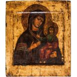 Gottesmutter von Smolensk (Smolenskaja)Russland, 17. Jh. (Tafel), 19. Jh. (Malerei) Holztafel mit