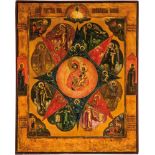 Große Ikone mit der Gottesmutter "unverbrennbarer Dornbusch"Russland, 19. Jh. Verbund aus drei