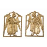 Zwei Bronzeikonen Erzengel Michael und GabrielRussland, 19. Jh. Bronze, reliefiert gegossen,
