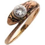 Schlangenring mit DiamantGold, ca. 2,3 g. Ring in Schlangenform. Schlangenkopf- und Schwanz mit