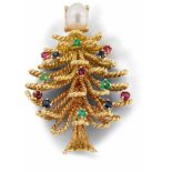 Brosche "Weihnachtsbaum"750-er Gelbgold, ca. 19,0 g. Brosche in Form eines Tannenbaums, Zweige aus