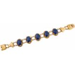 Armband mit Deutsch-Lapis585-er Rotgold, ca. 25,0 g. Fein gearbeitetes Armband in der Art von "