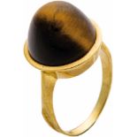 Ring mit Tigerauge585-er Gelbgold, ca. 7,1 g. Ring besetzt mit Tigerauge-Kegel. Ringgröße 57,5.
