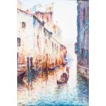 Italo Giordani (attrib.)Italien, 1882 - 1956 Ansicht eines Kanals mit Gondoliere in Venedig. Öl