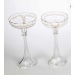 Paar ChampagnerschalenJosephinenhütte, Schreiberhau, um 1900 Farbloses Glas mit Schälschliff und