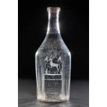 Flasche mit Hirsch und Blumen (Taufflasche)Schweiz, datiert 1828 Graustichige, teils eingezogene