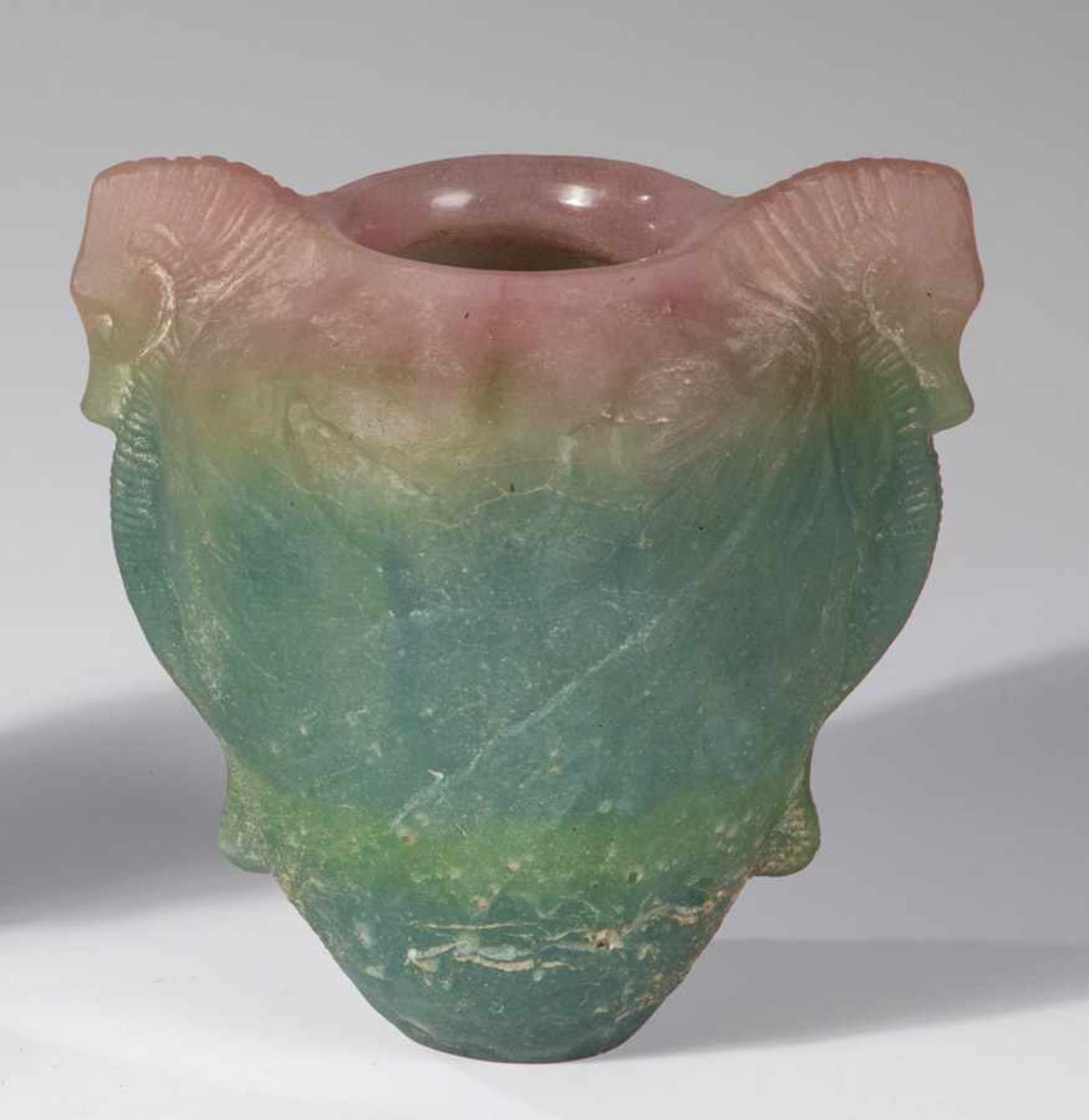 Vase mit UnterwasserdekorGeorges Despret, um 1905 Pâte de verre in den Farben Türkis, Grün und Rosa,