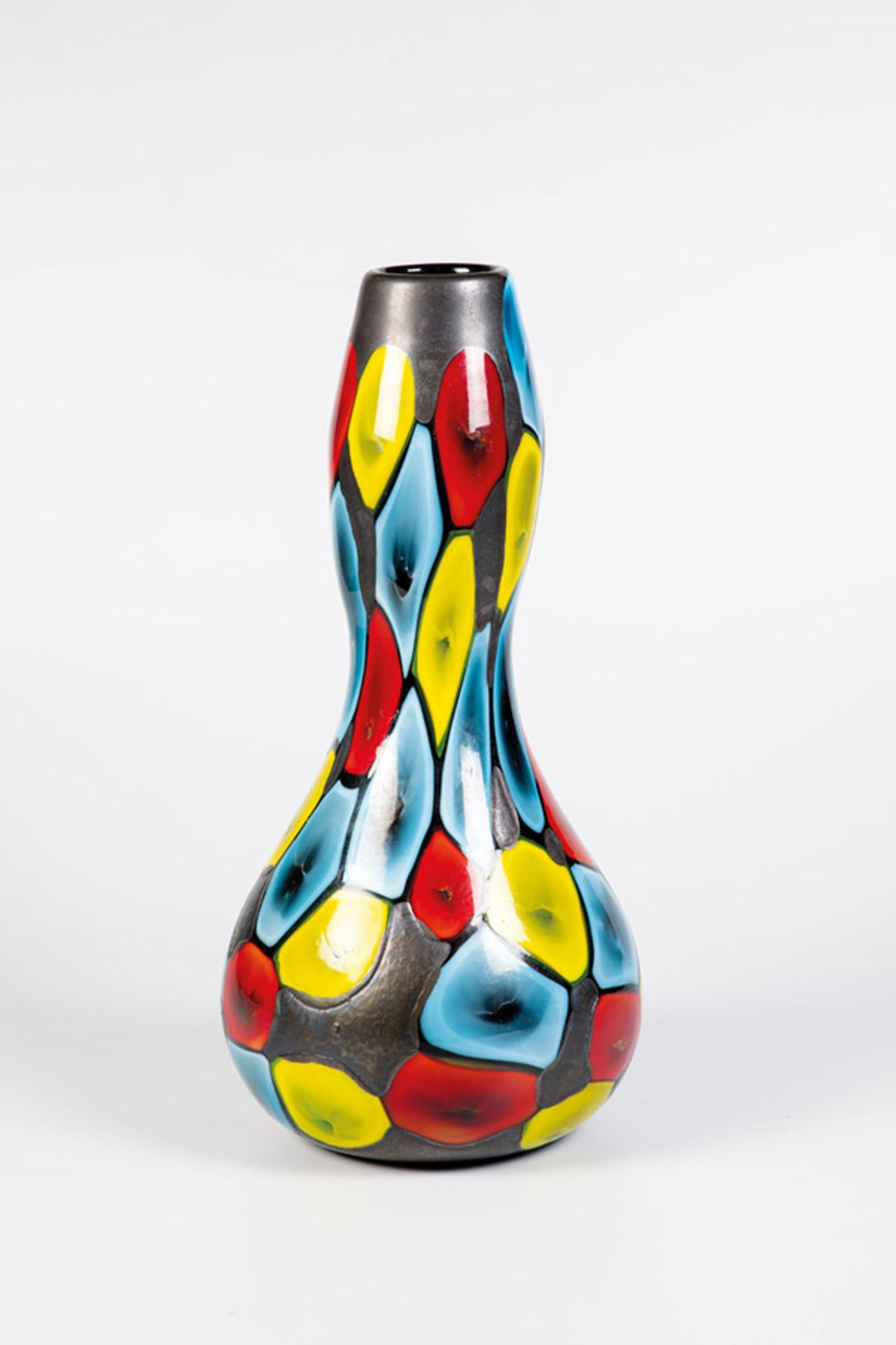 Große Vase ''Nerox a petoni policromi"Ermanno Toso (Entwurf), Fratelli Toso, 1962 Farbloses Glas mit