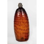 Seltene Warzenflasche aus braunem GlasTirol, um 1700 Spindelförmiger, einseitig leicht